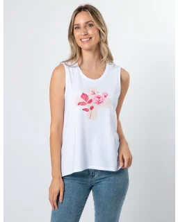 Stella+Gemma -White Tank with Jolie Ruby Rose Cross