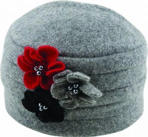 Avenel-Pull on Hat w/Flower-Grey