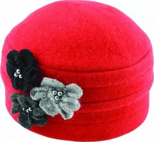 Avenel-Pull on Hat w/Flower-Red