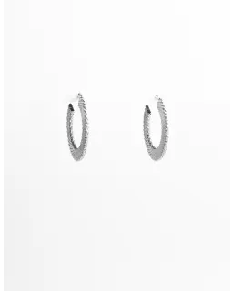 S + G -Flat Silver Textured Hoop earring