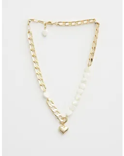 S + G Hearts/Gold Chain necklace