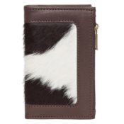 Cowhide card Wallet- Brown/White