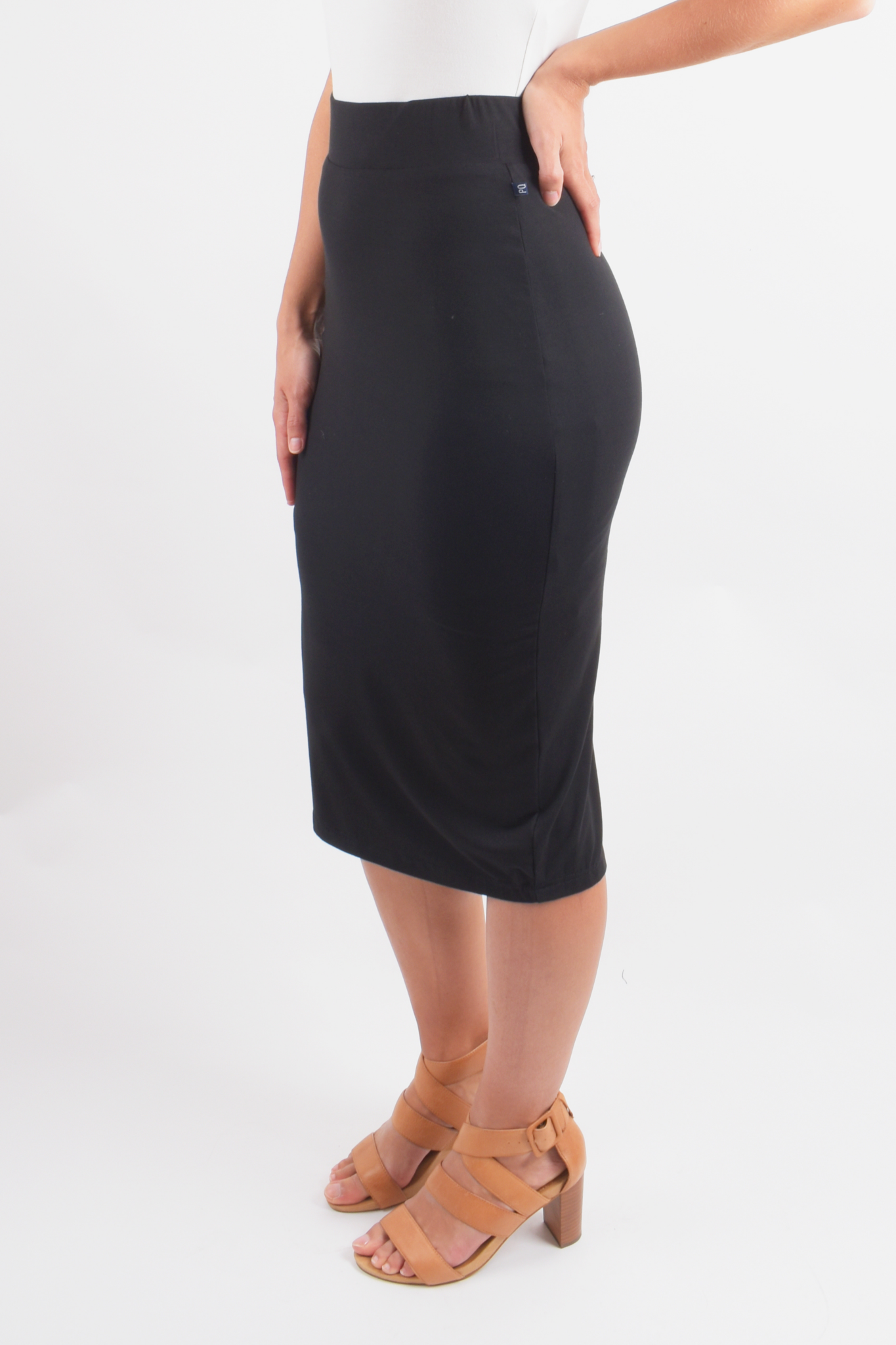 Black midi outlet skirt knee length