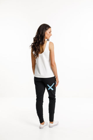 Homelee Apartment Pants -Black with Sky Blue X