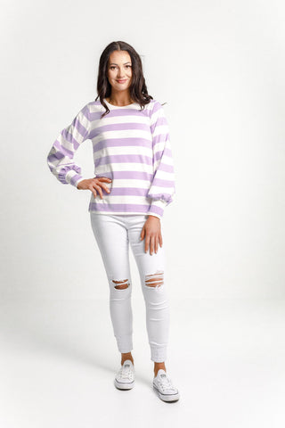 Homelee-Laylah Top -Violet Stripe