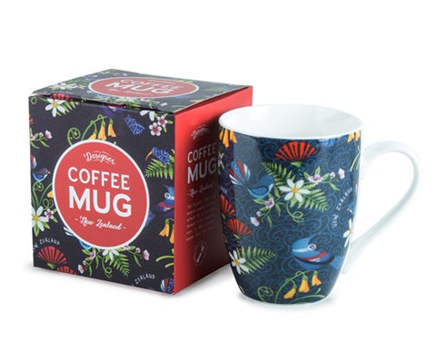 Parrs Coffee Mug -Bird Flower Navy