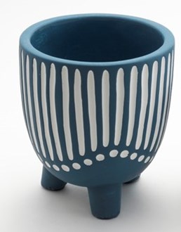 Salisbury -Navy Striped Footed Planters - Large