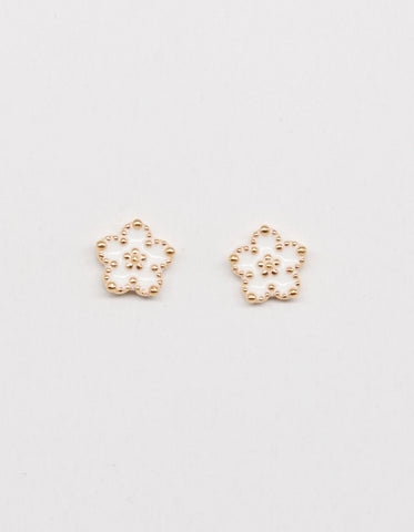 S + G-Flower White earrings