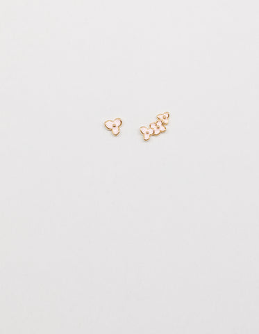S + G-Pink Flower chain earrings