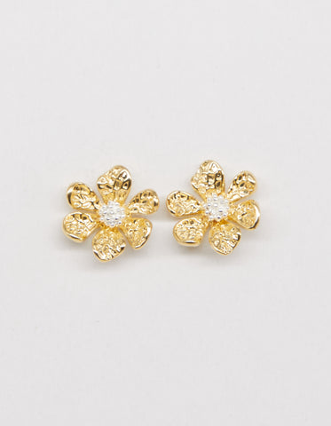 S + G-White Flower earrings