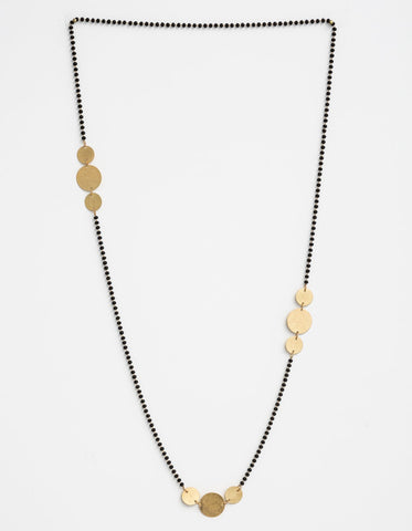 Stella + Gemma Necklace Black Beads with Gold Coins