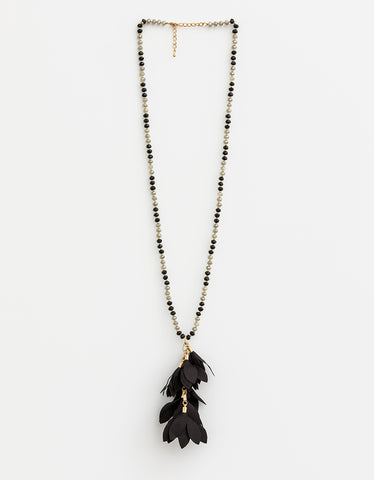 Necklace Petal/Crystal Black