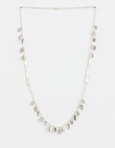 Stella + Gemma Necklace  - Grey Resin Petals silver chain SGNL9228