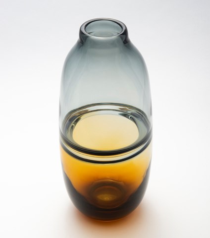 Salisbury -Glass Smoke & Amber two tone vase