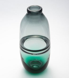 Salisbury -Glass Smoke & Green two tone vase