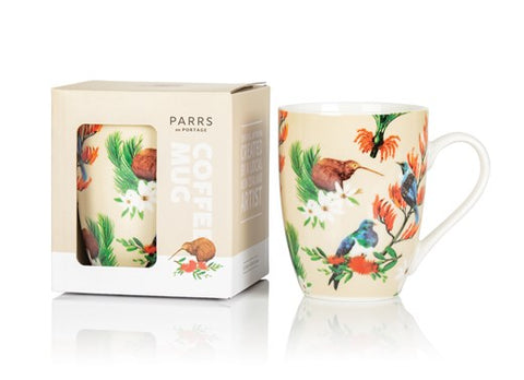 Parrs Coffee Mug -Beige Birds/Flowers
